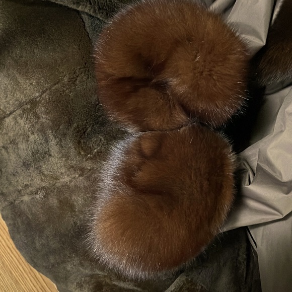 Revillon Taffeta Coat With Removable Sheared Fur Lining And Fur Trim-Size XL - Picture 9 of 11